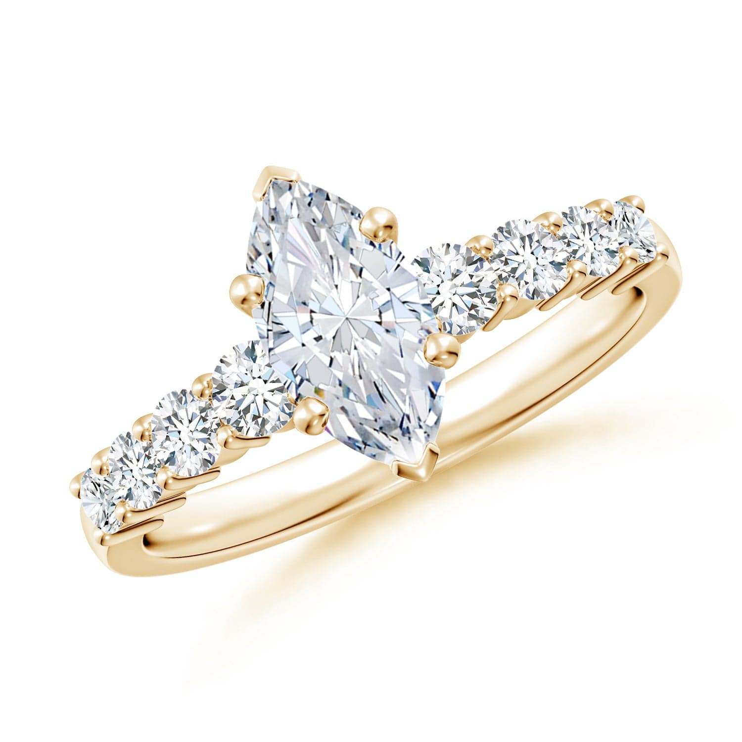 Lab-Grown Solitaire Marquise Diamond Graduated Engagement Ring