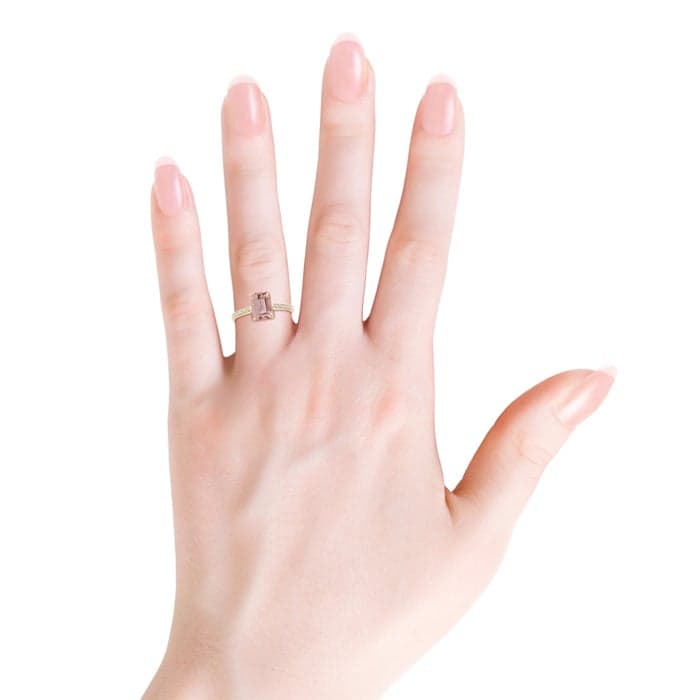 Emerald-Cut Morganite Cocktail Ring with Diamond Accents image 3